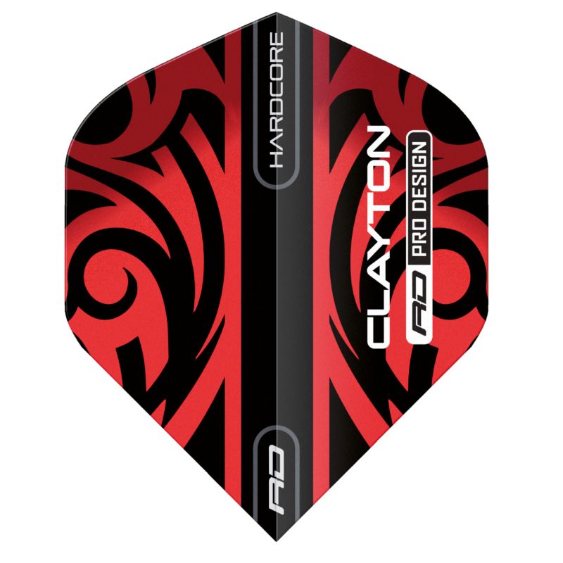 Red Dragon Jonny Clayton Hardcore Flights Standard - Tribal Rot/Schwarz