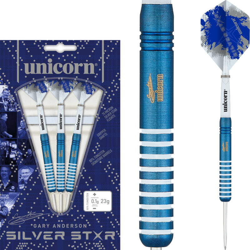 Unicorn Gary Anderson Silver Star Blue Steeldarts